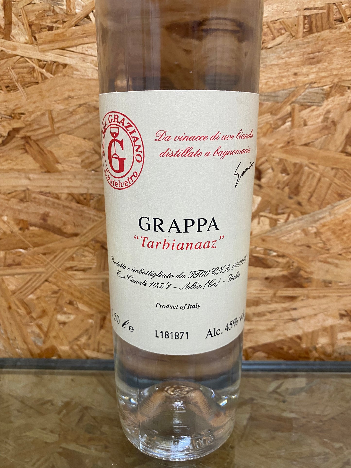 Vittorio Graziano grappa Tarbianaaz 0,50cl Sterk natuurlijk