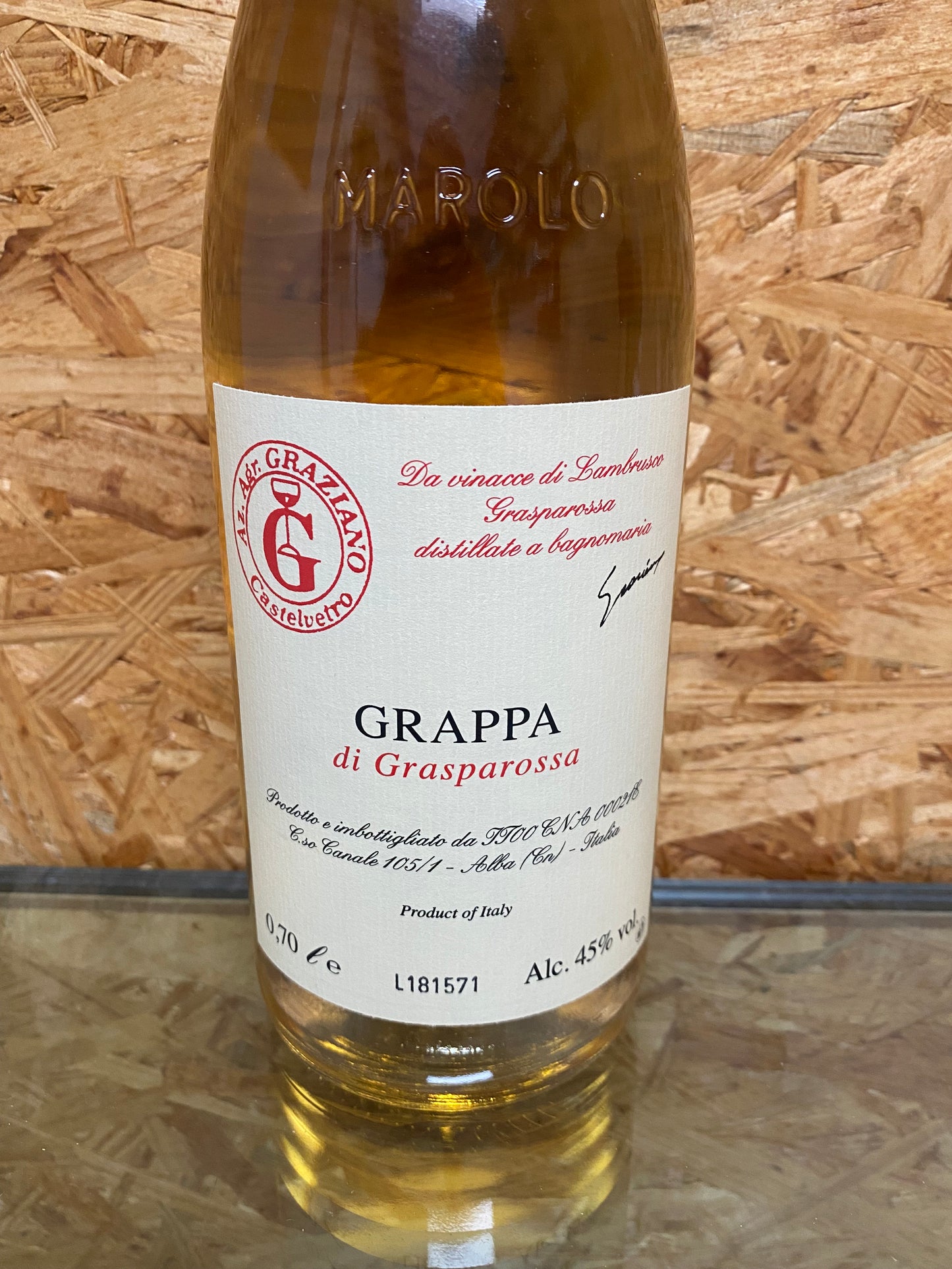 Vittorio Graziano grappa di Grasparossa 0,7cl Sterk natuurlijk